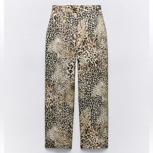 Zara Animal Print Straight Leg Pants